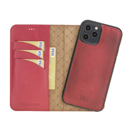 Bouletta Magnetische abnehmbare Handyhülle aus Leder mit RFID-Blocker für iPhone 12 Pro Max Rot