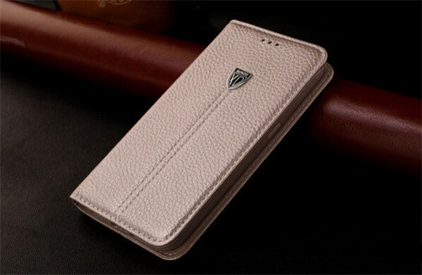 Gold Edel Leder Book Tasche Kreditkarten fach Galaxy S6 Edge