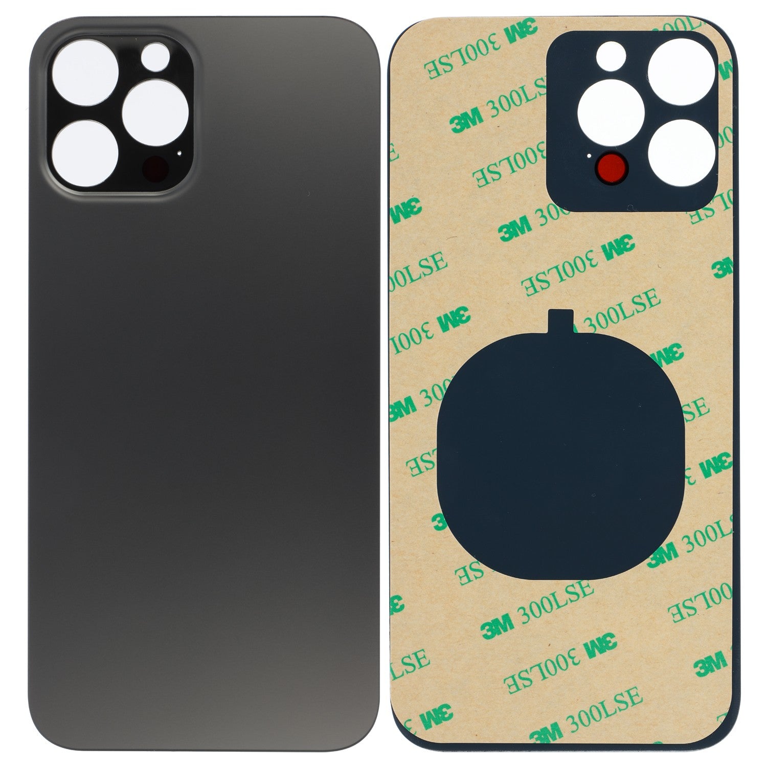 Cover Glas Rückseite mit grossen Löchern, Kompatibel mit iPhone 12 Pro Max - Schwarz
