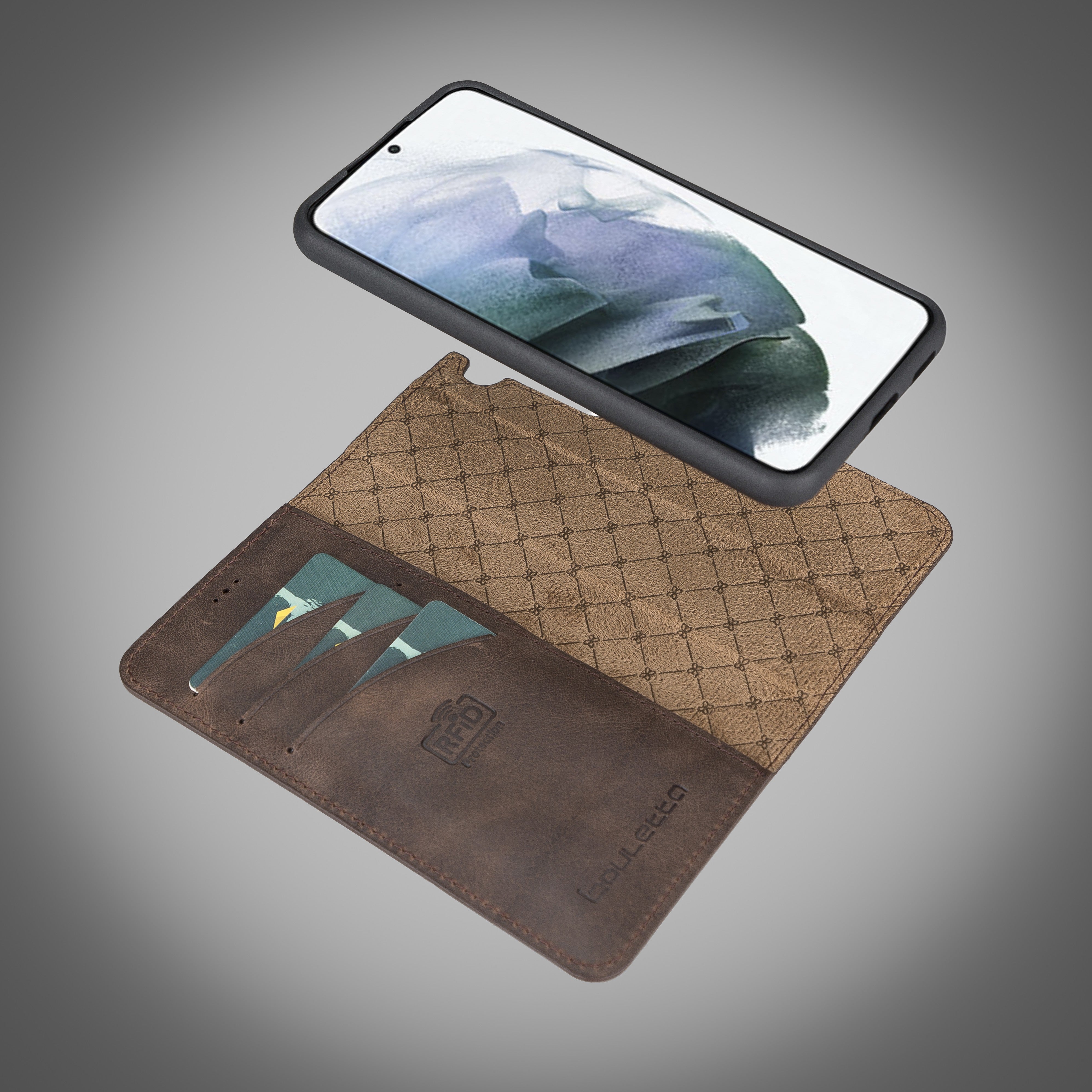 BOULETTA MAGNETISCH ABNEHMBARE LEDERHÜLLE FÜR SAMSUNG GALAXY S22 - Dunkelbraun