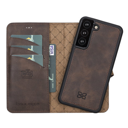 BOULETTA MAGNETISCH ABNEHMBARE LEDERHÜLLE FÜR SAMSUNG GALAXY S22 - Dunkelbraun