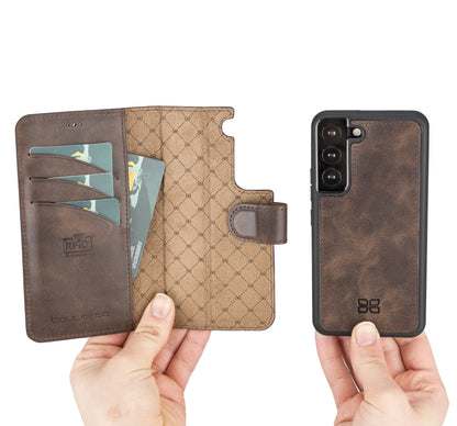 BOULETTA MAGNETISCH ABNEHMBARE LEDERHÜLLE FÜR SAMSUNG GALAXY S22 - Dunkelbraun
