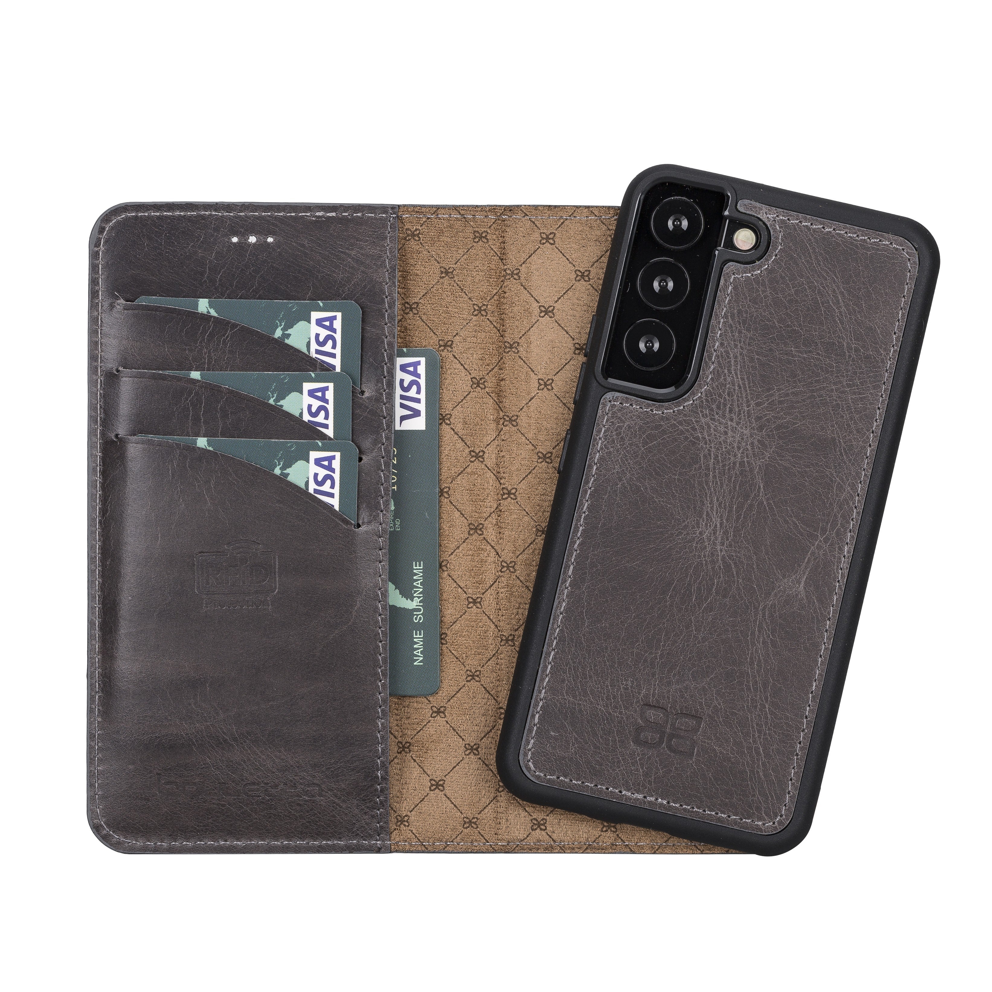 BOULETTA MAGNETISCH ABNEHMBARE LEDERHÜLLE FÜR SAMSUNG GALAXY S22 - Grau