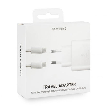 Samsung 45 Watt Schnellladegerät EP-TA845XWE Weiss Inkl. USB Typ C auf USB Typ C Datenkabel