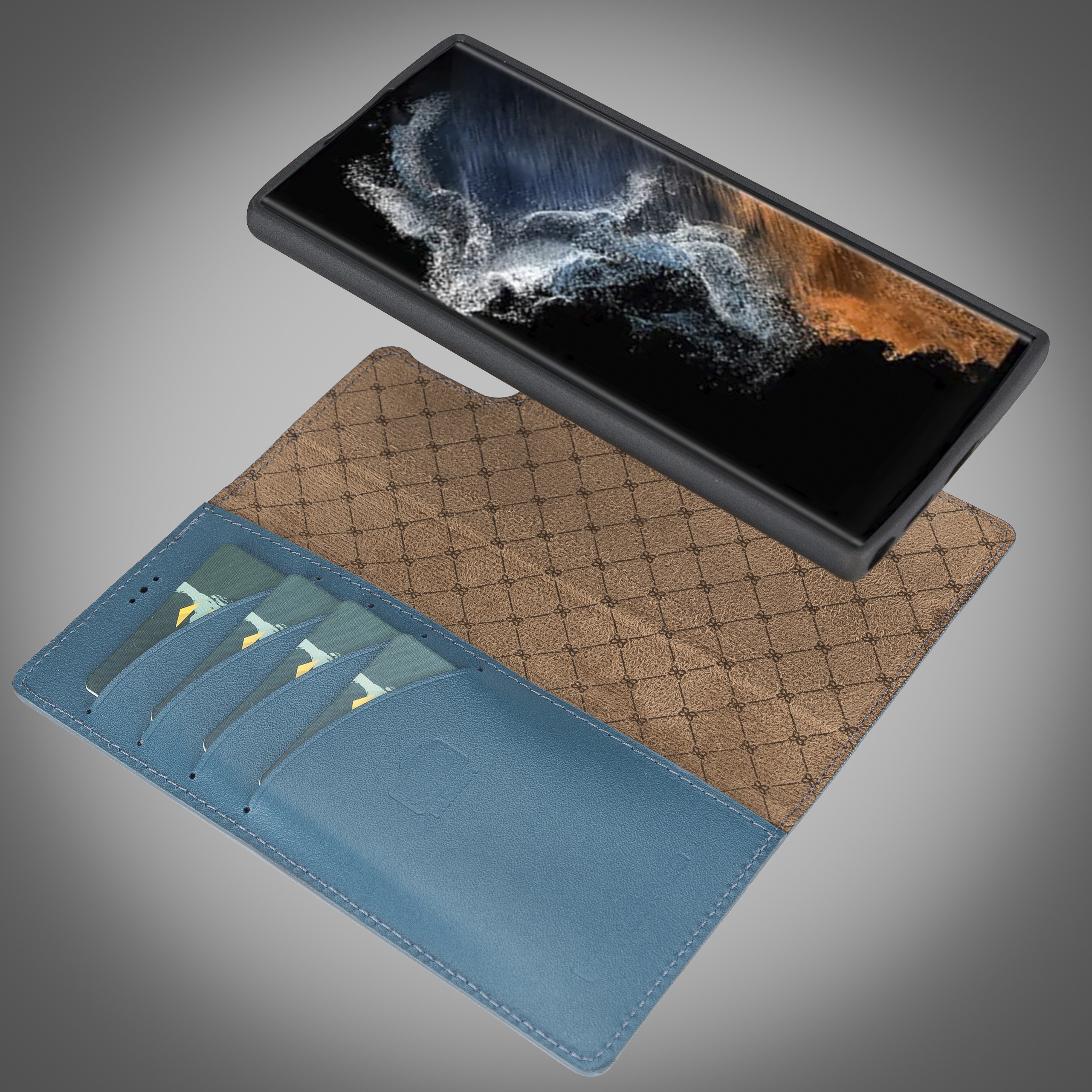 BOULETTA MAGNETISCH ABNEHMBARE LEDERHÜLLE FÜR SAMSUNG GALAXY S22 Ultra - Blau