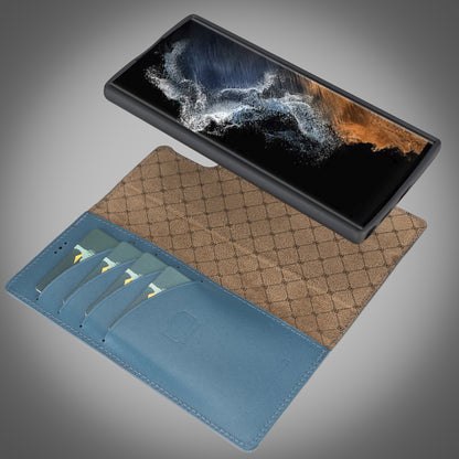 BOULETTA MAGNETISCH ABNEHMBARE LEDERHÜLLE FÜR SAMSUNG GALAXY S22 Ultra - Blau