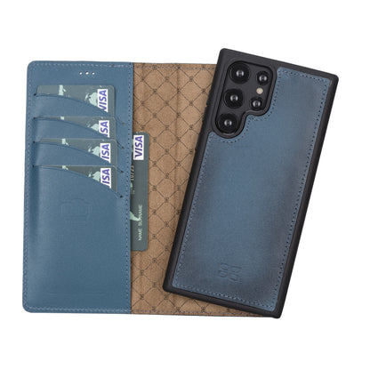 BOULETTA MAGNETISCH ABNEHMBARE LEDERHÜLLE FÜR SAMSUNG GALAXY S22 Ultra - Blau