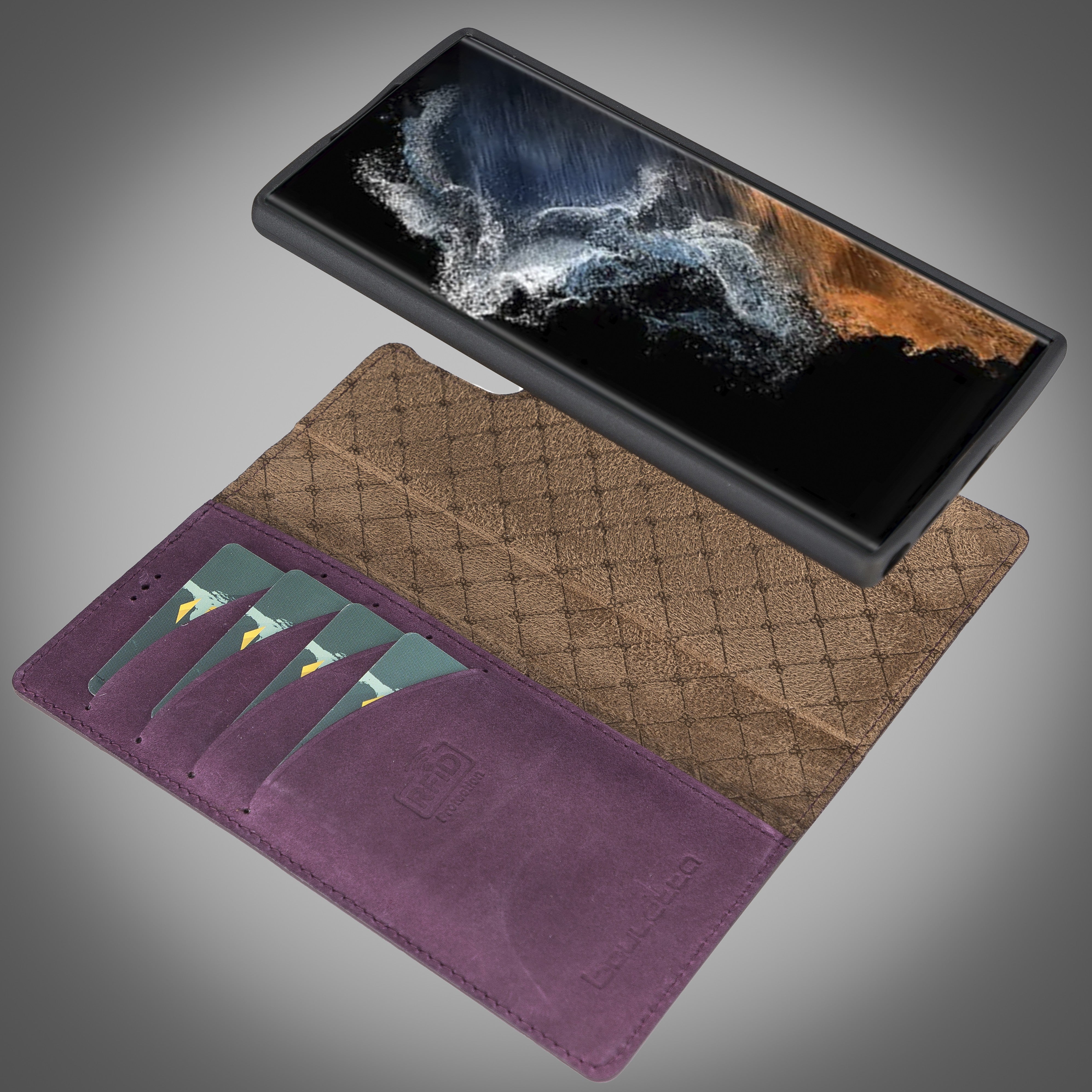 BOULETTA MAGNETISCH ABNEHMBARE LEDERHÜLLE FÜR SAMSUNG GALAXY S22 Ultra - Lila