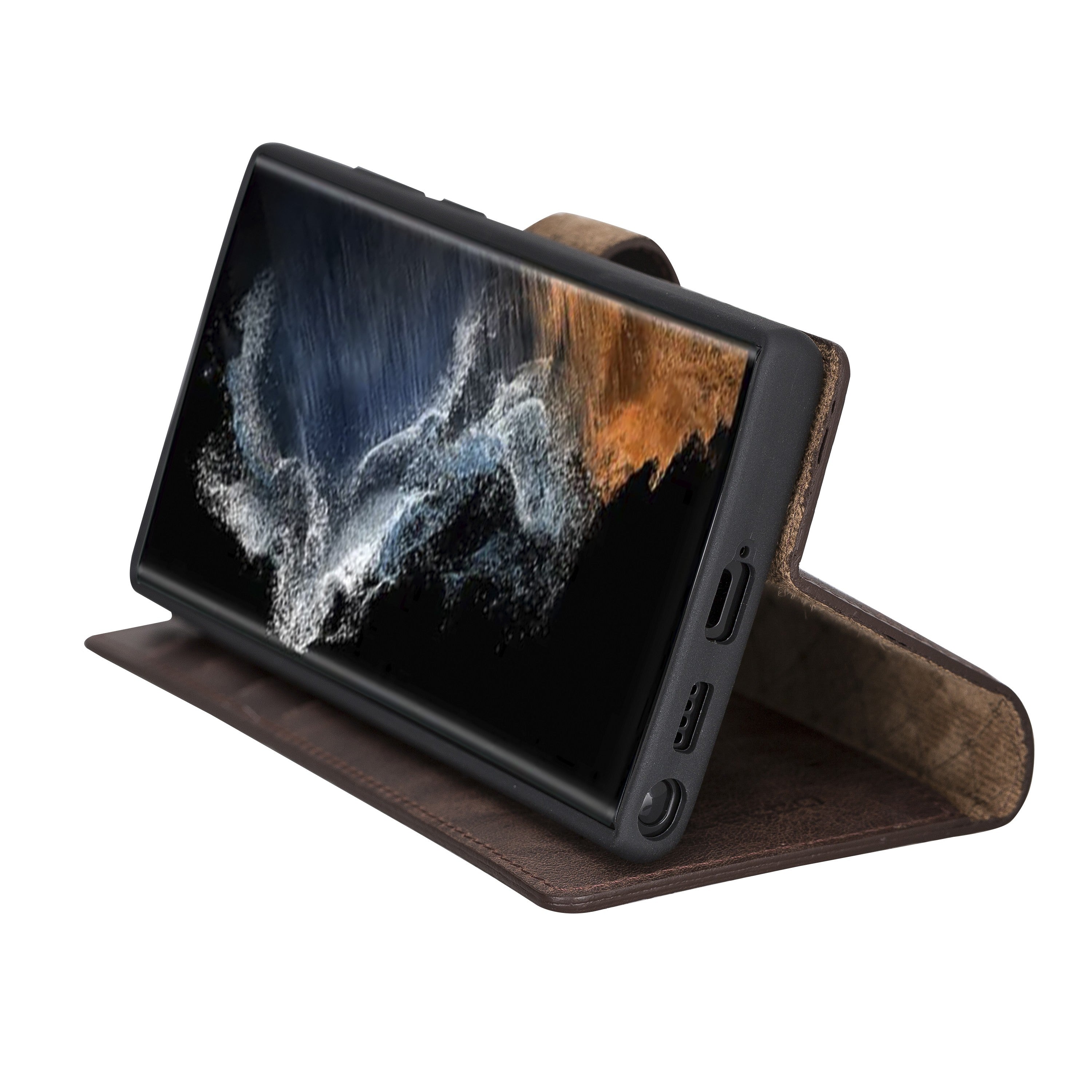 BOULETTA MAGNETISCH ABNEHMBARE LEDERHÜLLE FÜR SAMSUNG GALAXY S22 Ultra - Dunkelbraun