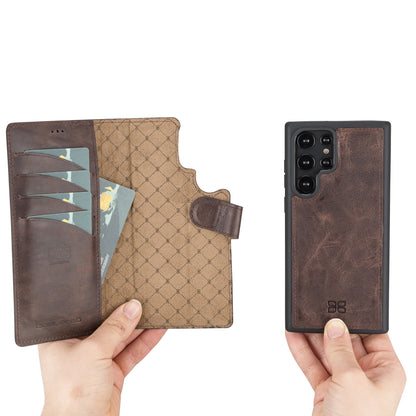 BOULETTA MAGNETISCH ABNEHMBARE LEDERHÜLLE FÜR SAMSUNG GALAXY S22 Ultra - Dunkelbraun