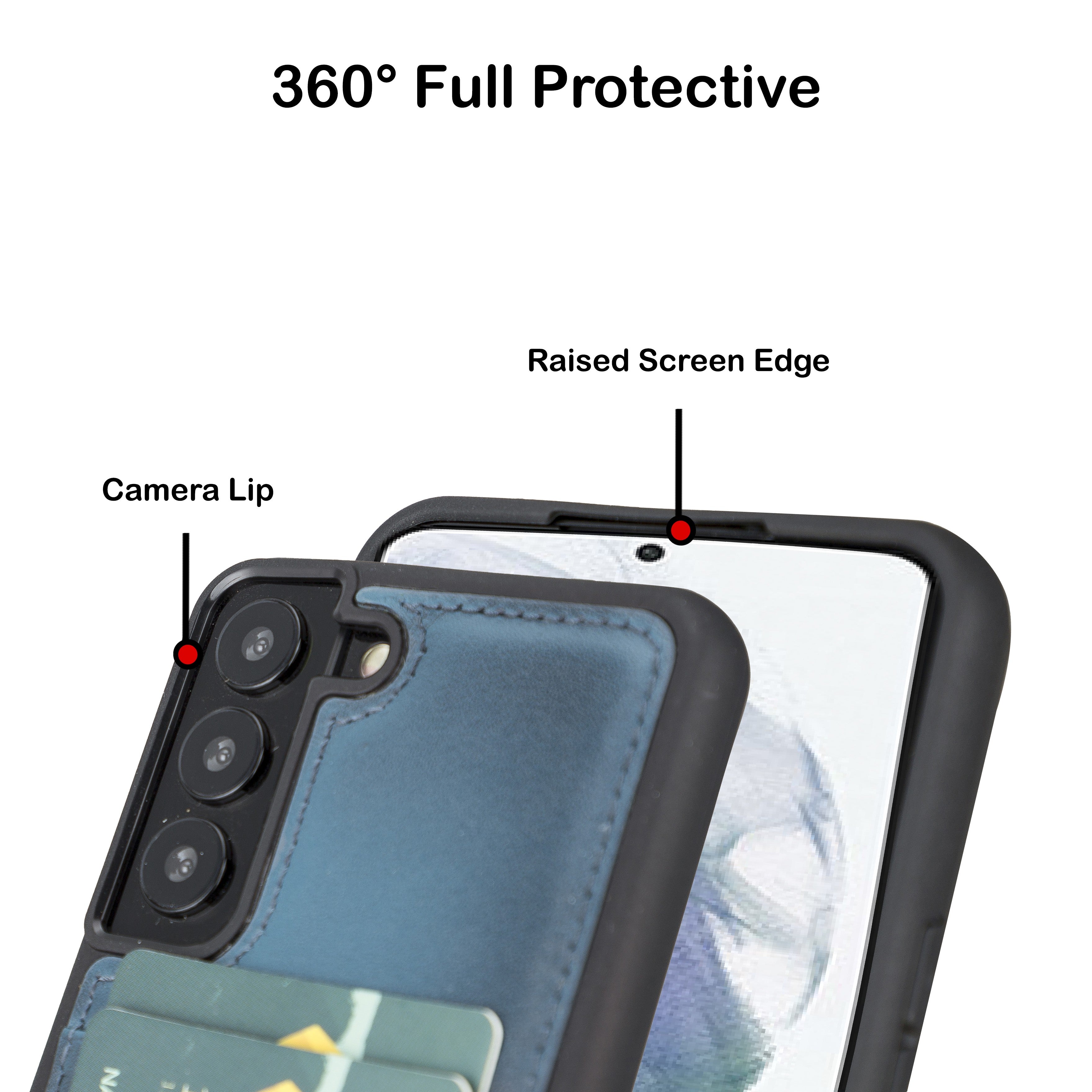 BOULETTA FLEX COVER LEDERHÜLLE MIT KARTENFACH FÜR SAMSUNG GALAXY S22 - Blau