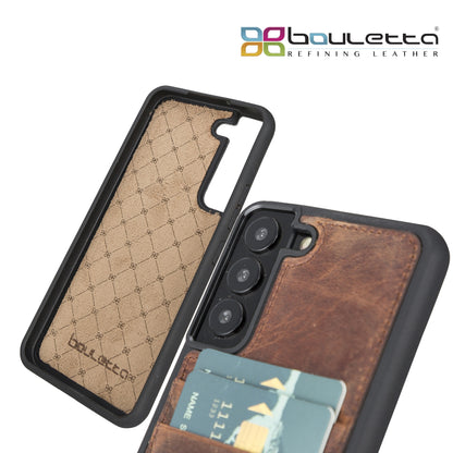 BOULETTA FLEX COVER LEDERHÜLLE MIT KARTENFACH FÜR SAMSUNG GALAXY S22 - Antikbraun