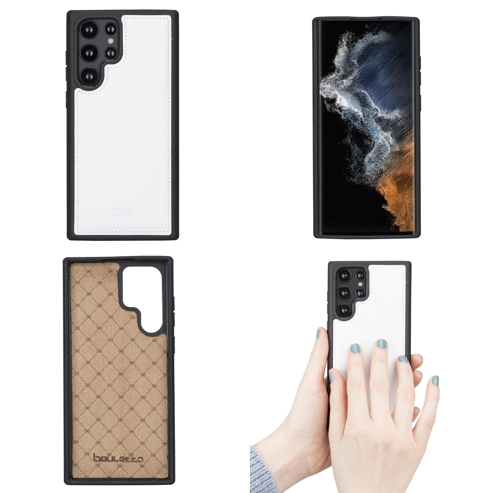 BOULETTA FLEX COVER BACK LEDER CASE FÜR SAMSUNG GALAXY S22 Ultra - Weiss