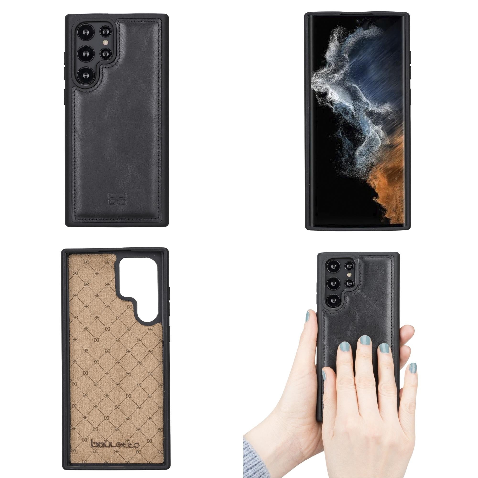 BOULETTA FLEX COVER BACK LEDER CASE FÜR SAMSUNG GALAXY S22 Ultra - Schwarz