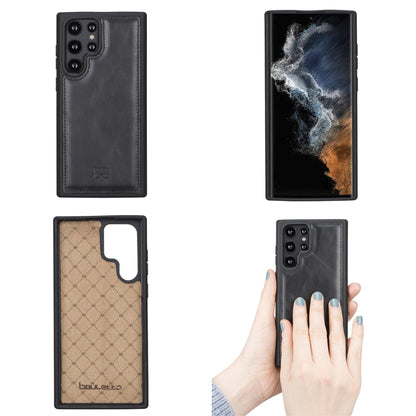 BOULETTA FLEX COVER BACK LEDER CASE FÜR SAMSUNG GALAXY S22 Ultra - Schwarz
