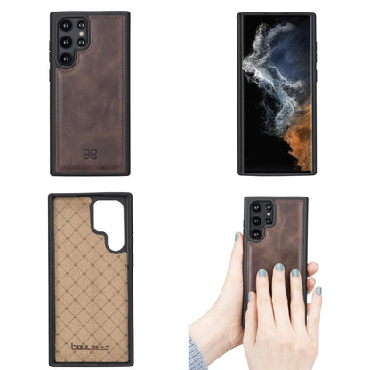 BOULETTA FLEX COVER BACK LEDER CASE FÜR SAMSUNG GALAXY S22 Ultra - Dunkelbraun