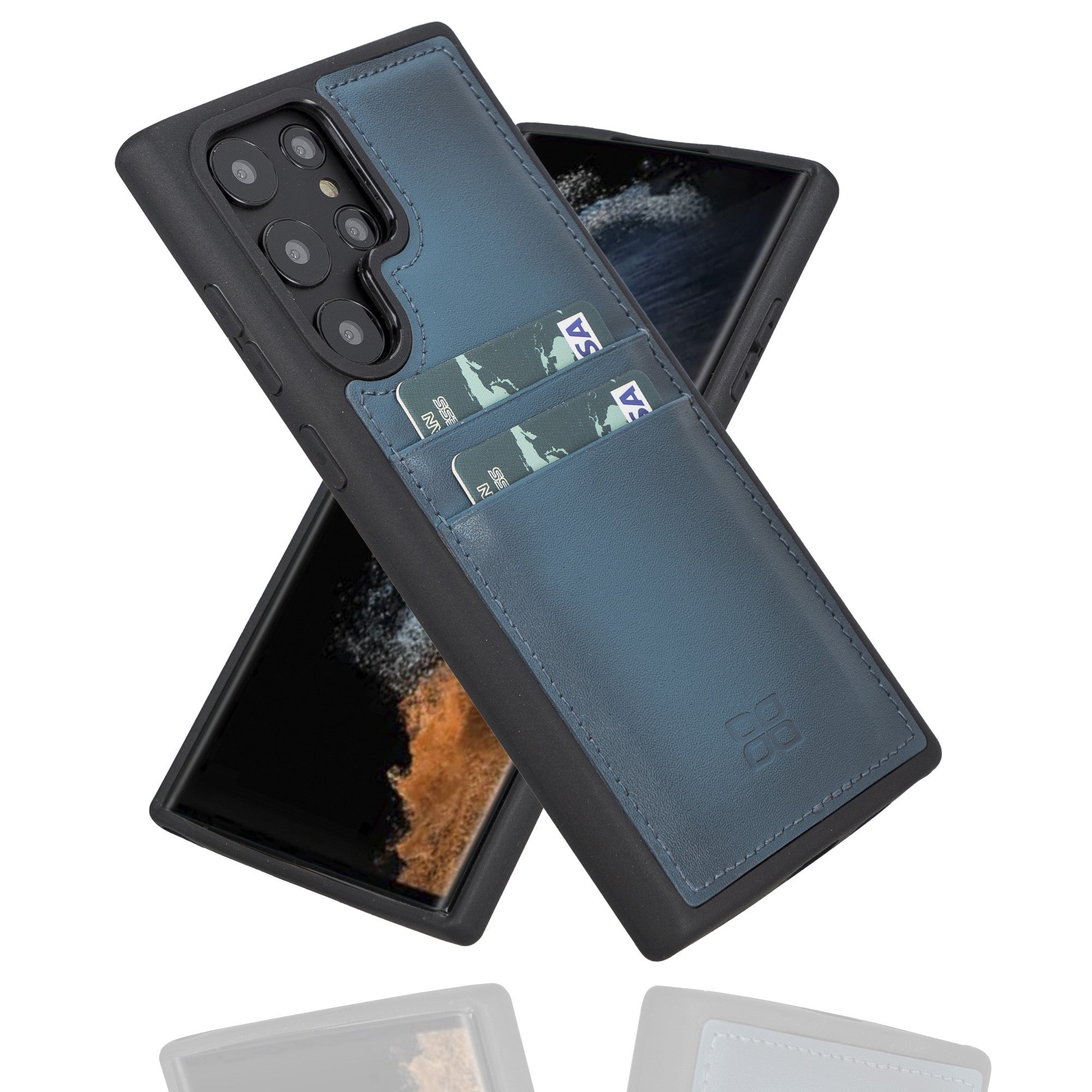 BOULETTA FLEX COVER LEDERHÜLLE MIT KARTENFACH FÜR SAMSUNG GALAXY S22 Ultra - Blau