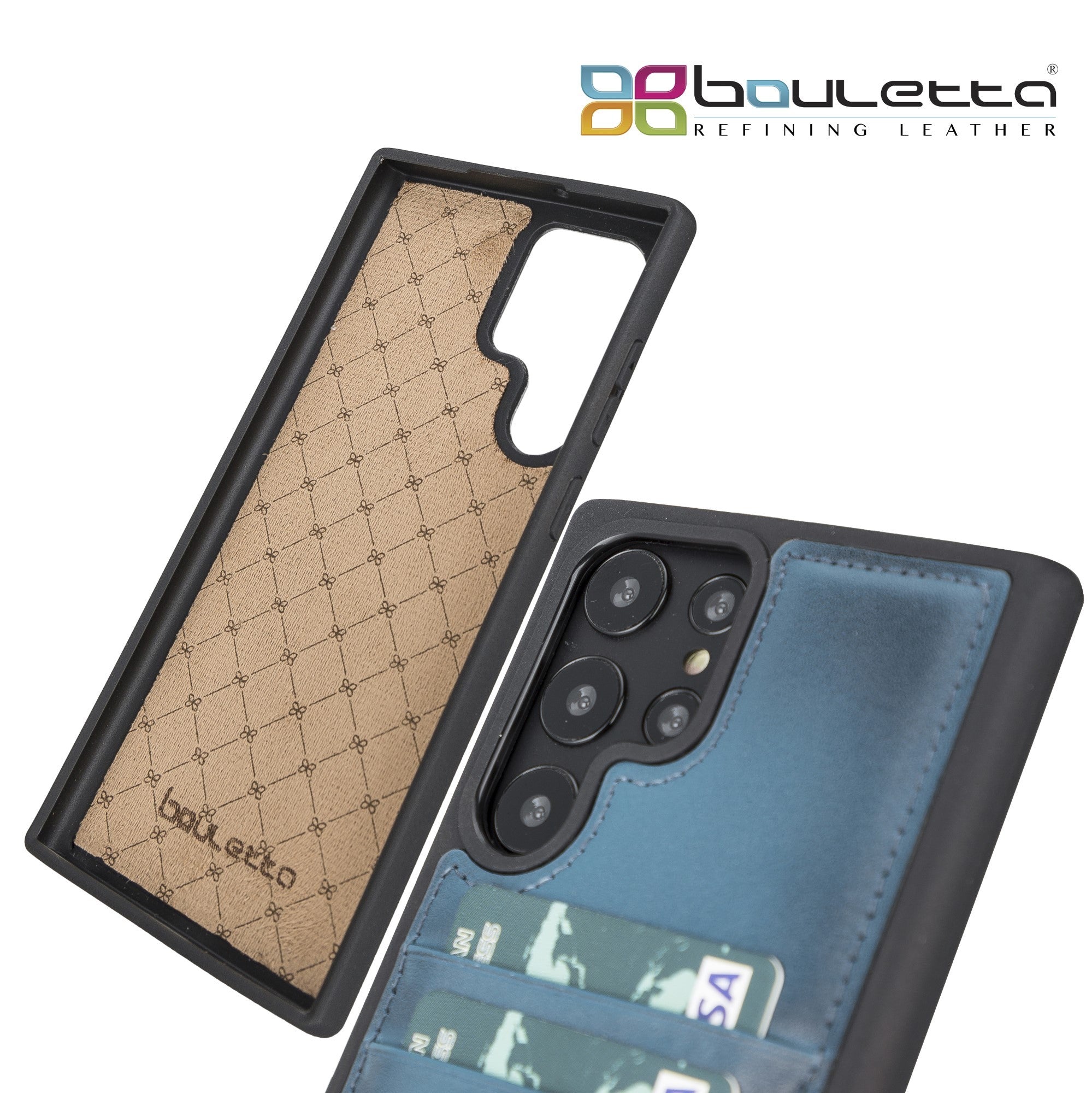 BOULETTA FLEX COVER LEDERHÜLLE MIT KARTENFACH FÜR SAMSUNG GALAXY S22 Ultra - Blau