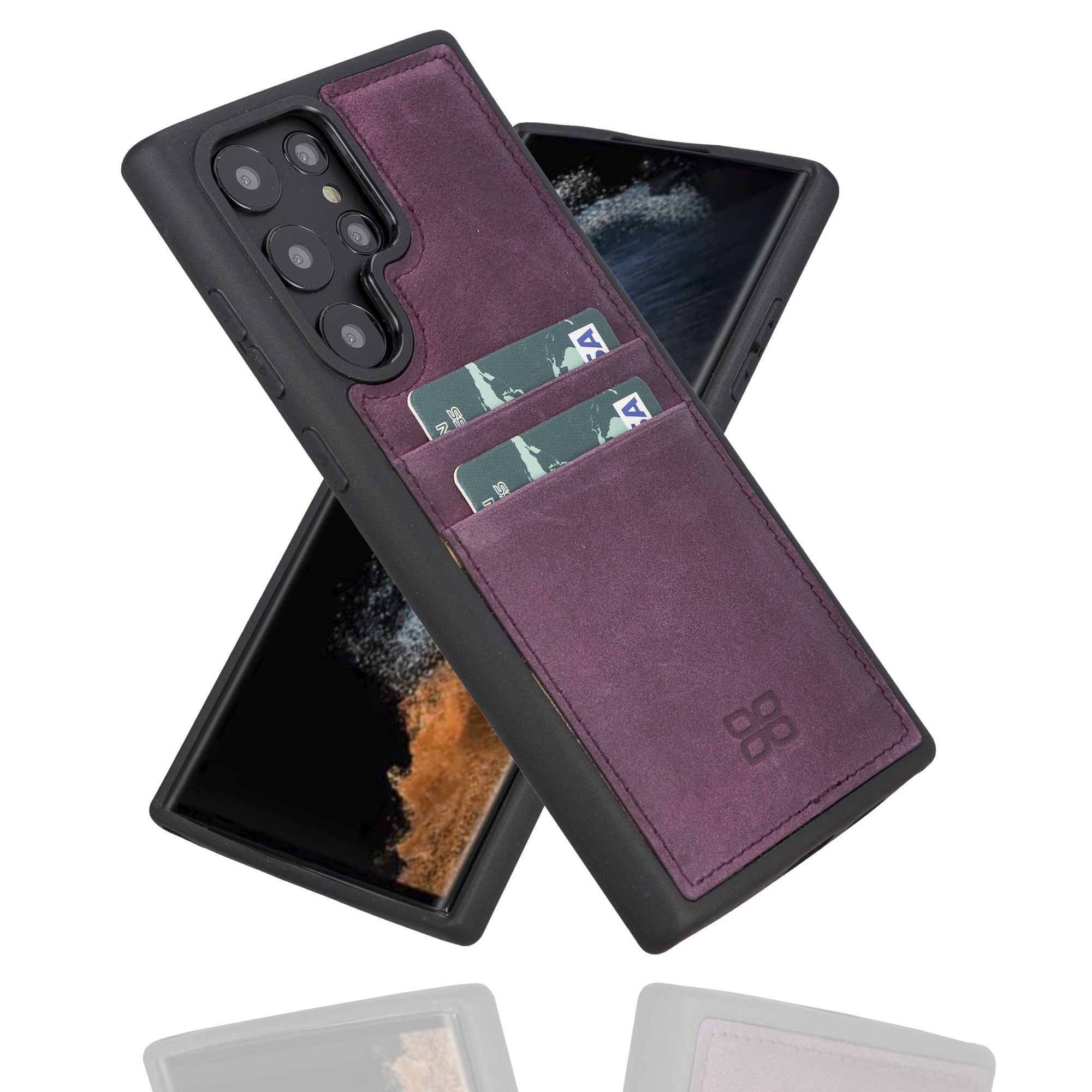 BOULETTA FLEX COVER LEDERHÜLLE MIT KARTENFACH FÜR SAMSUNG GALAXY S22 Ultra - Lila