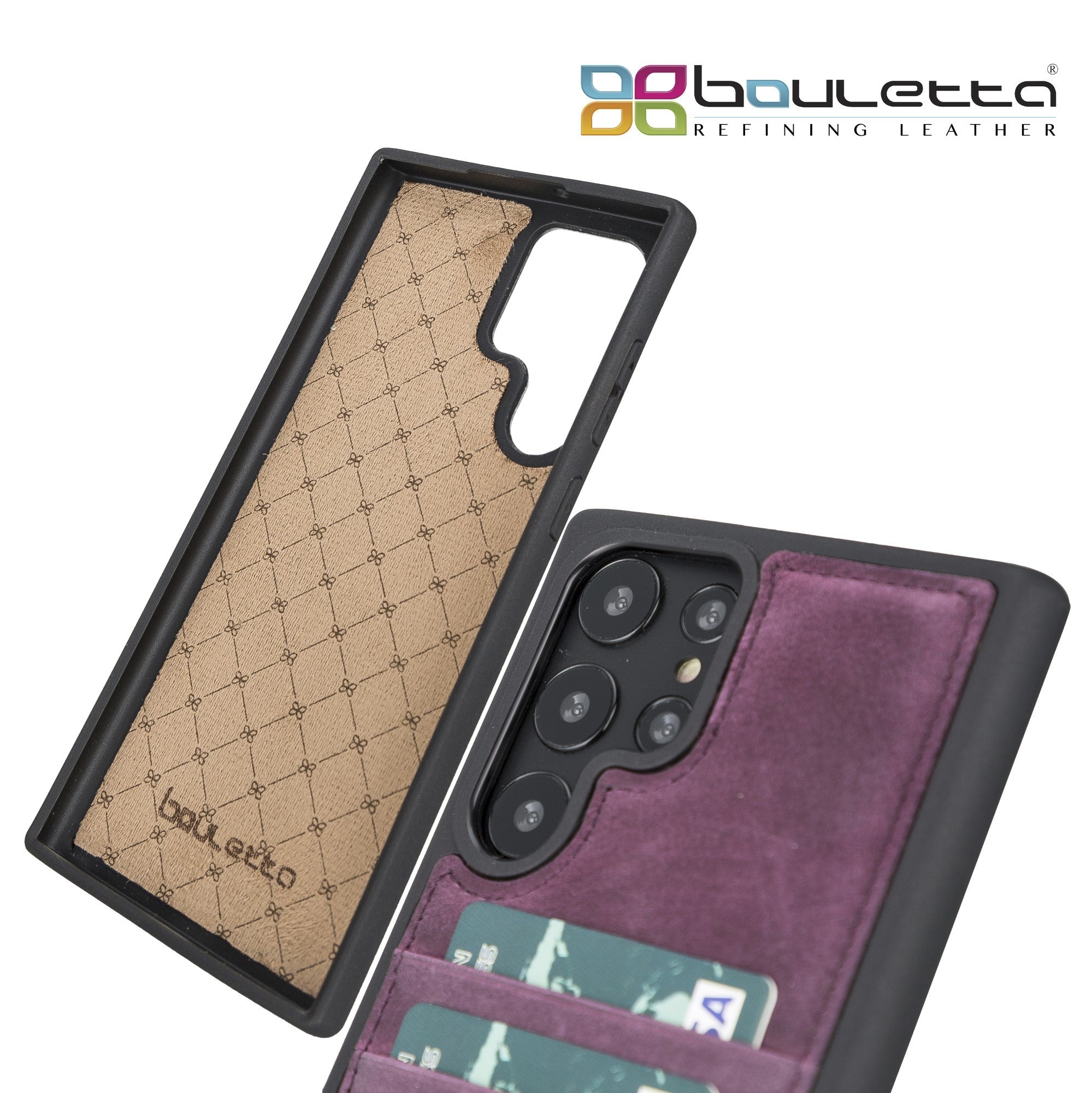 BOULETTA FLEX COVER LEDERHÜLLE MIT KARTENFACH FÜR SAMSUNG GALAXY S22 Ultra - Lila