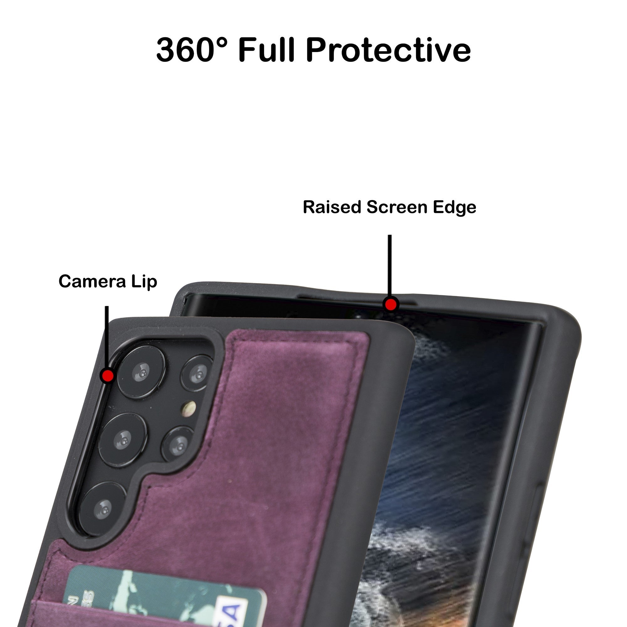 BOULETTA FLEX COVER LEDERHÜLLE MIT KARTENFACH FÜR SAMSUNG GALAXY S22 Ultra - Lila