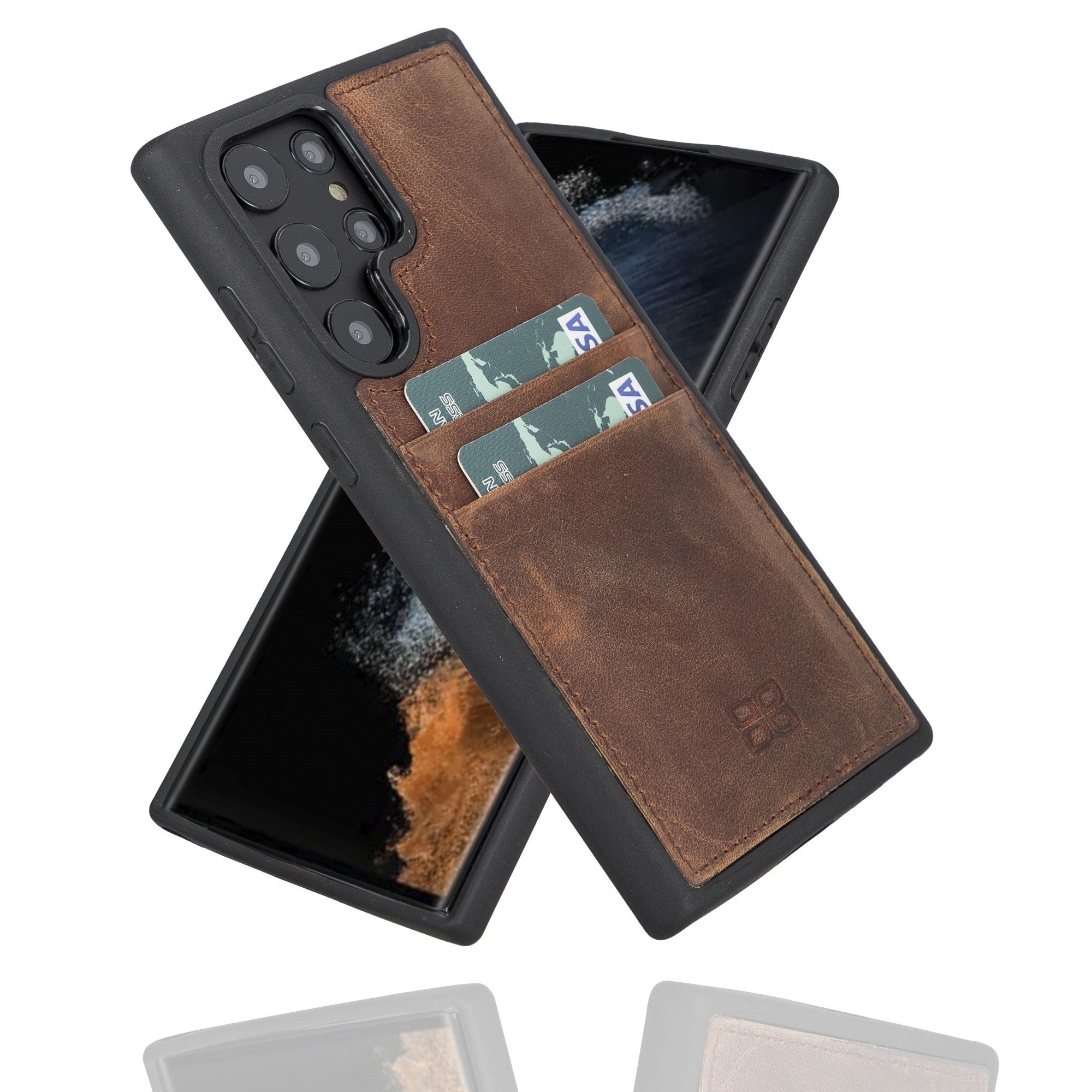 BOULETTA FLEX COVER LEDERHÜLLE MIT KARTENFACH FÜR SAMSUNG GALAXY S22 Ultra - Antikbraun