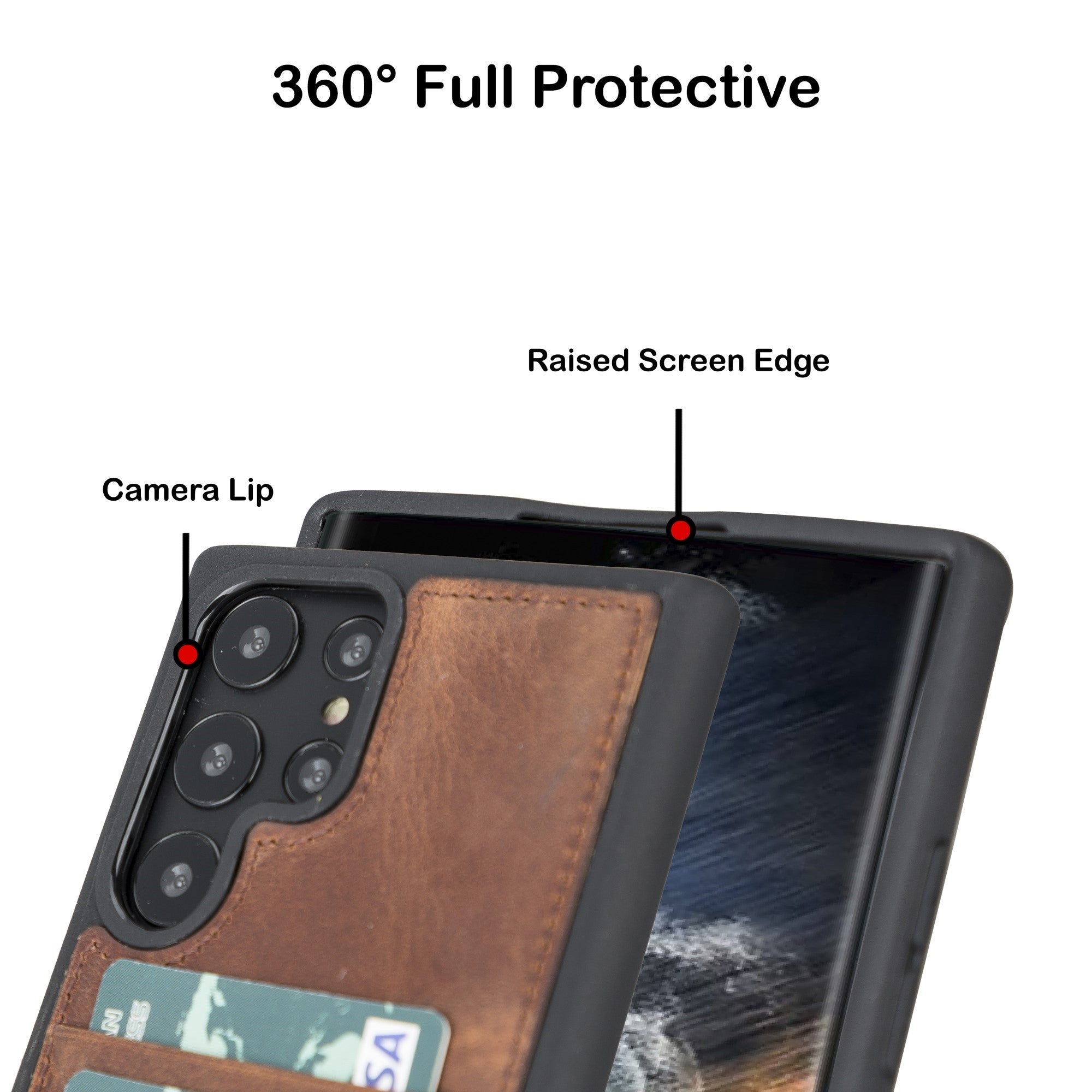 BOULETTA FLEX COVER LEDERHÜLLE MIT KARTENFACH FÜR SAMSUNG GALAXY S22 Ultra - Antikbraun