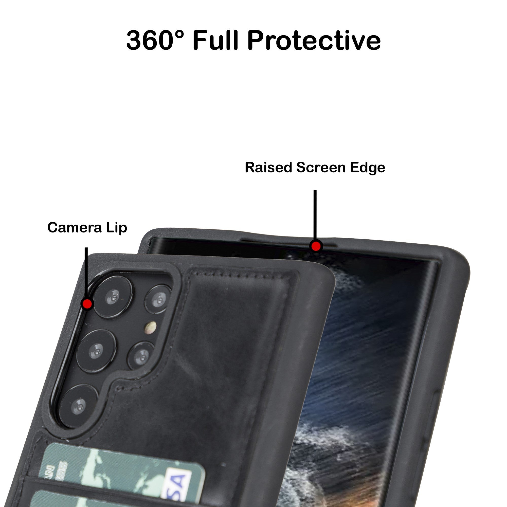 BOULETTA FLEX COVER LEDERHÜLLE MIT KARTENFACH FÜR SAMSUNG GALAXY S22 Ultra - Schwarz