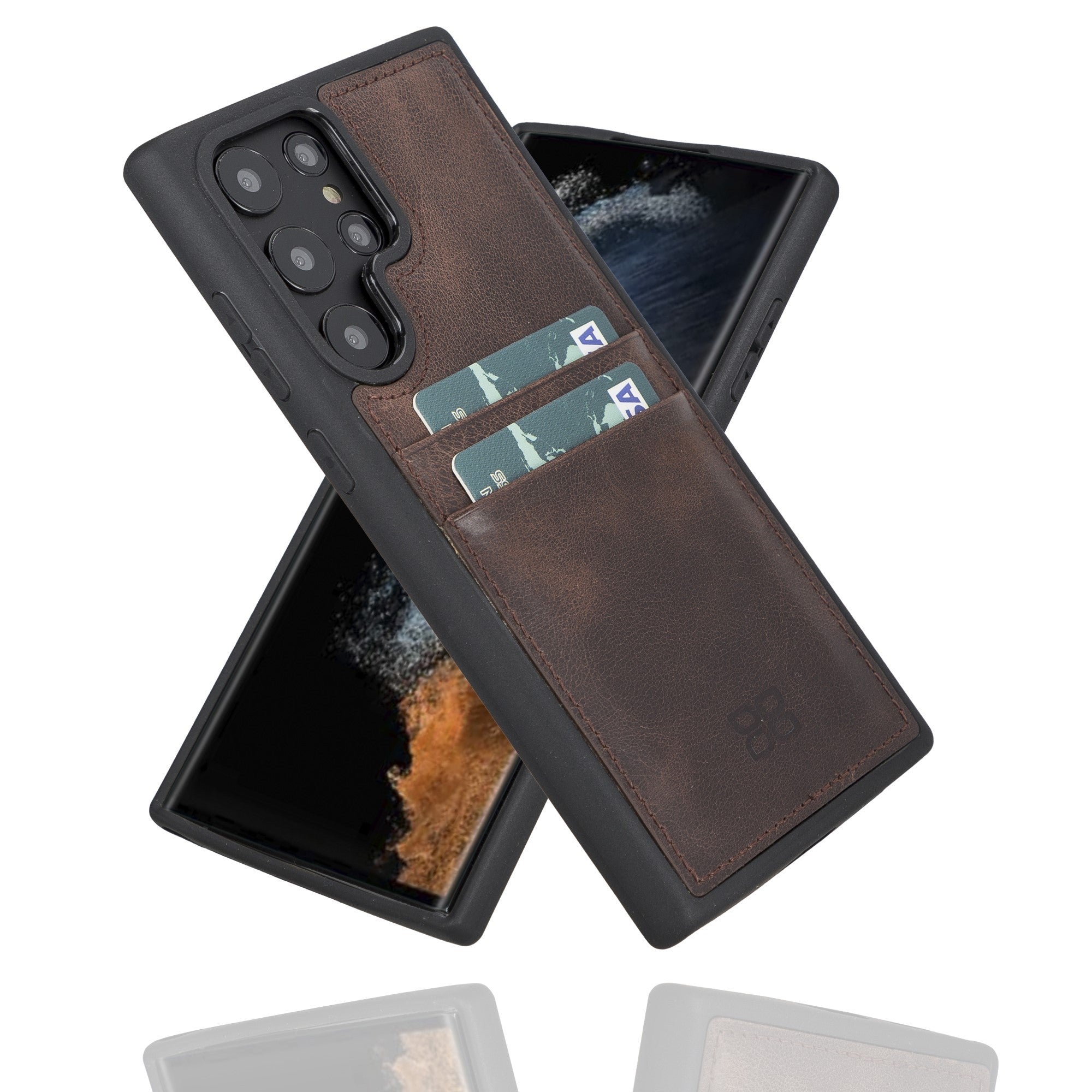 BOULETTA FLEX COVER LEDERHÜLLE MIT KARTENFACH FÜR SAMSUNG GALAXY S22 Ultra - Dunkelbraun