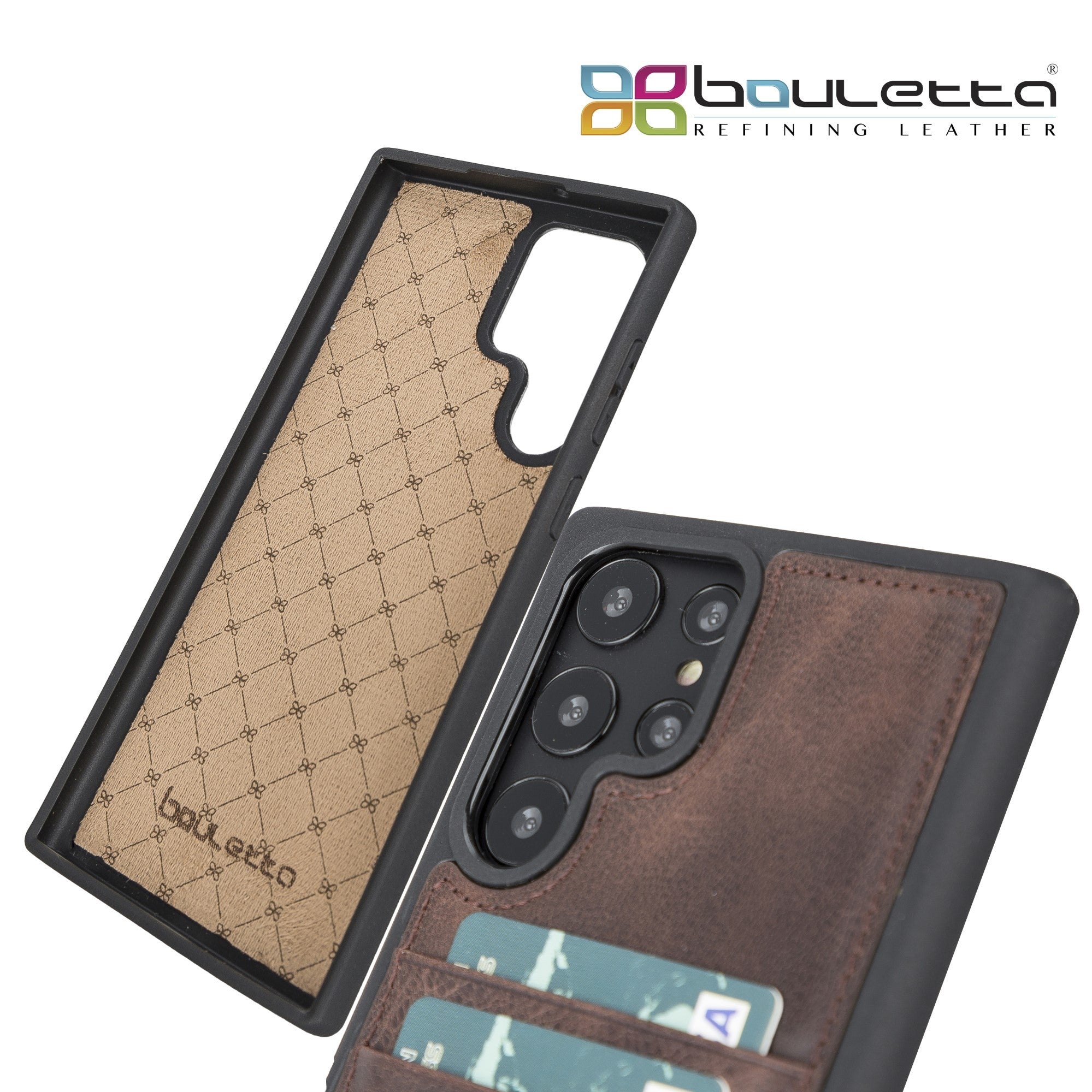 BOULETTA FLEX COVER LEDERHÜLLE MIT KARTENFACH FÜR SAMSUNG GALAXY S22 Ultra - Dunkelbraun