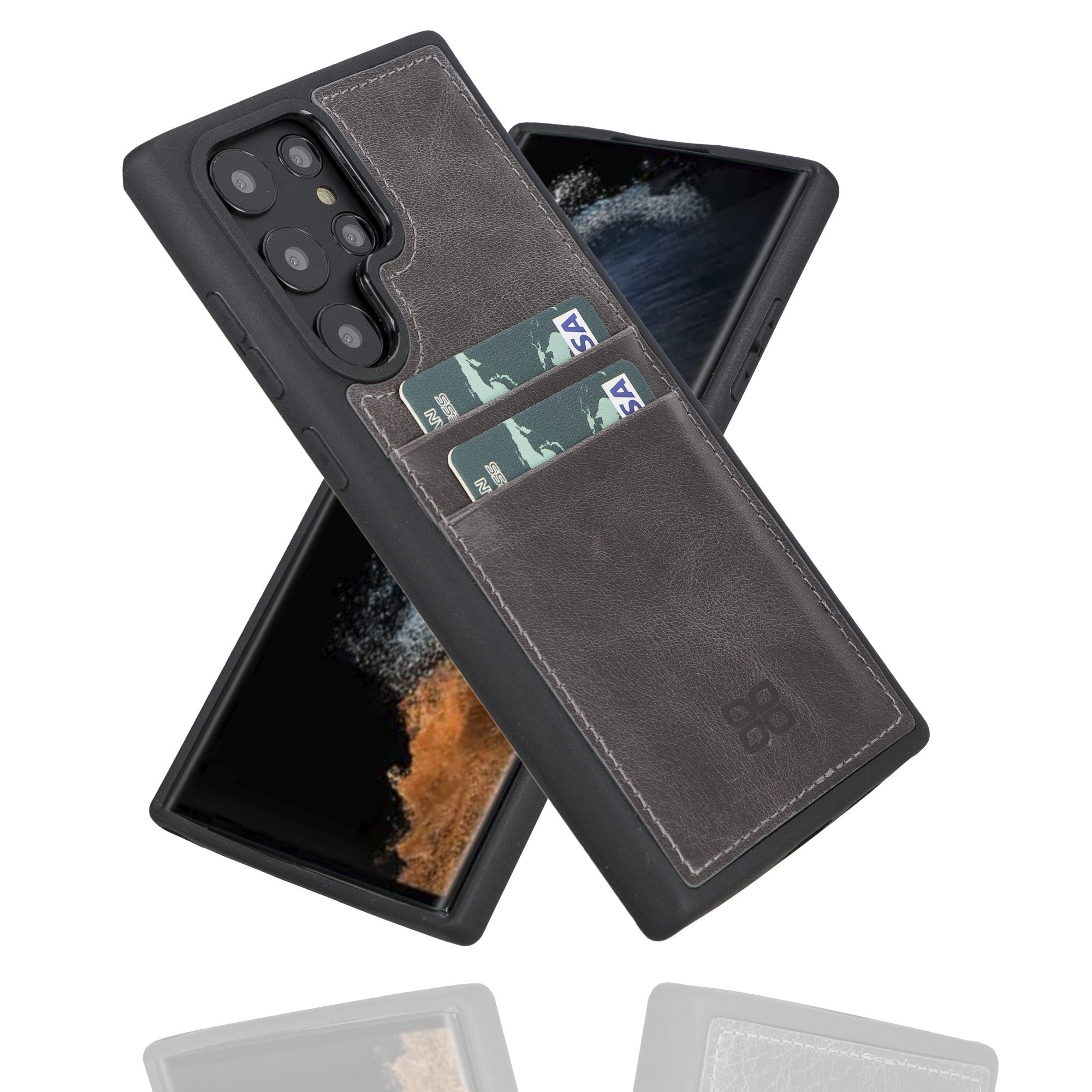 BOULETTA FLEX COVER LEDERHÜLLE MIT KARTENFACH FÜR SAMSUNG GALAXY S22 Ultra - Grau