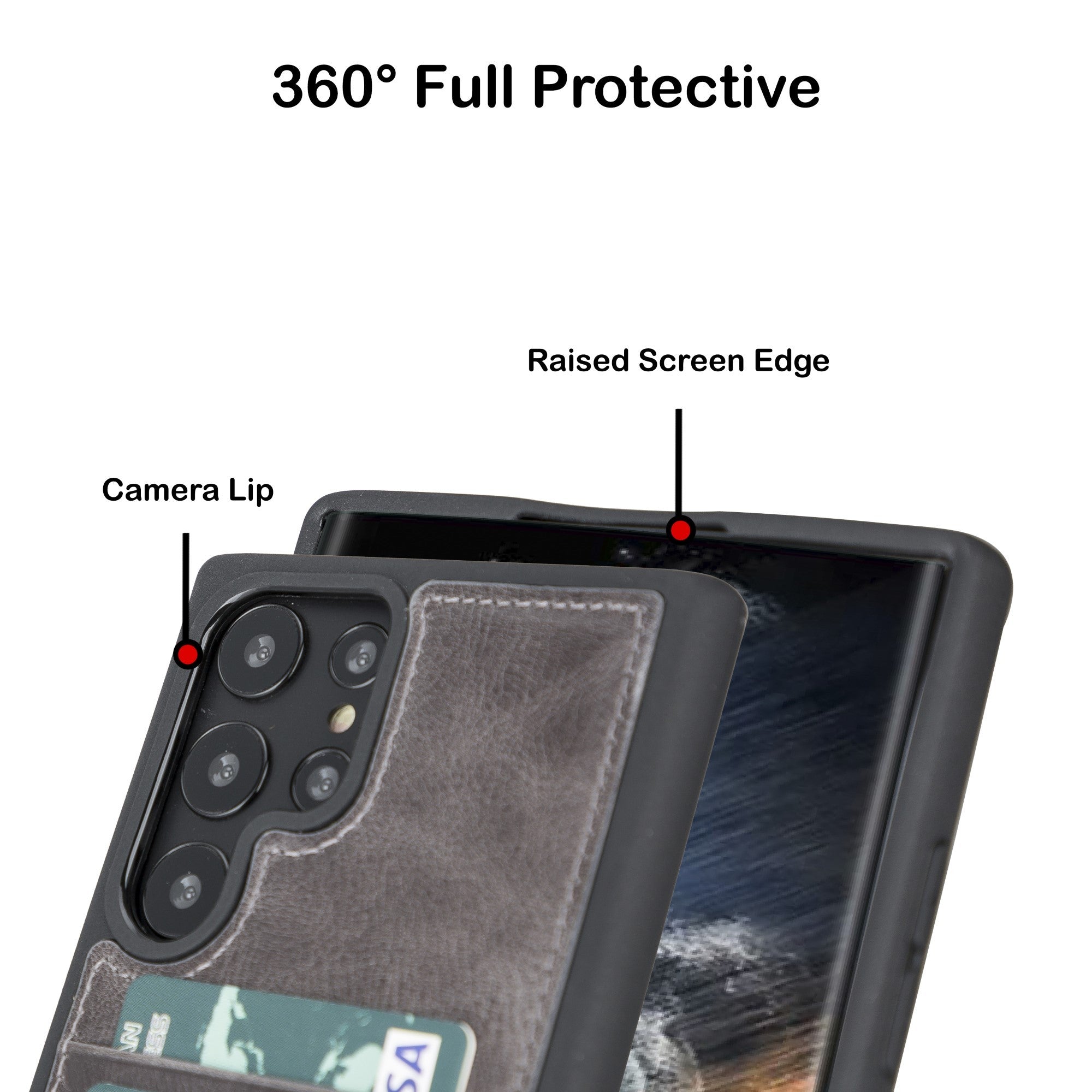 BOULETTA FLEX COVER LEDERHÜLLE MIT KARTENFACH FÜR SAMSUNG GALAXY S22 Ultra - Grau