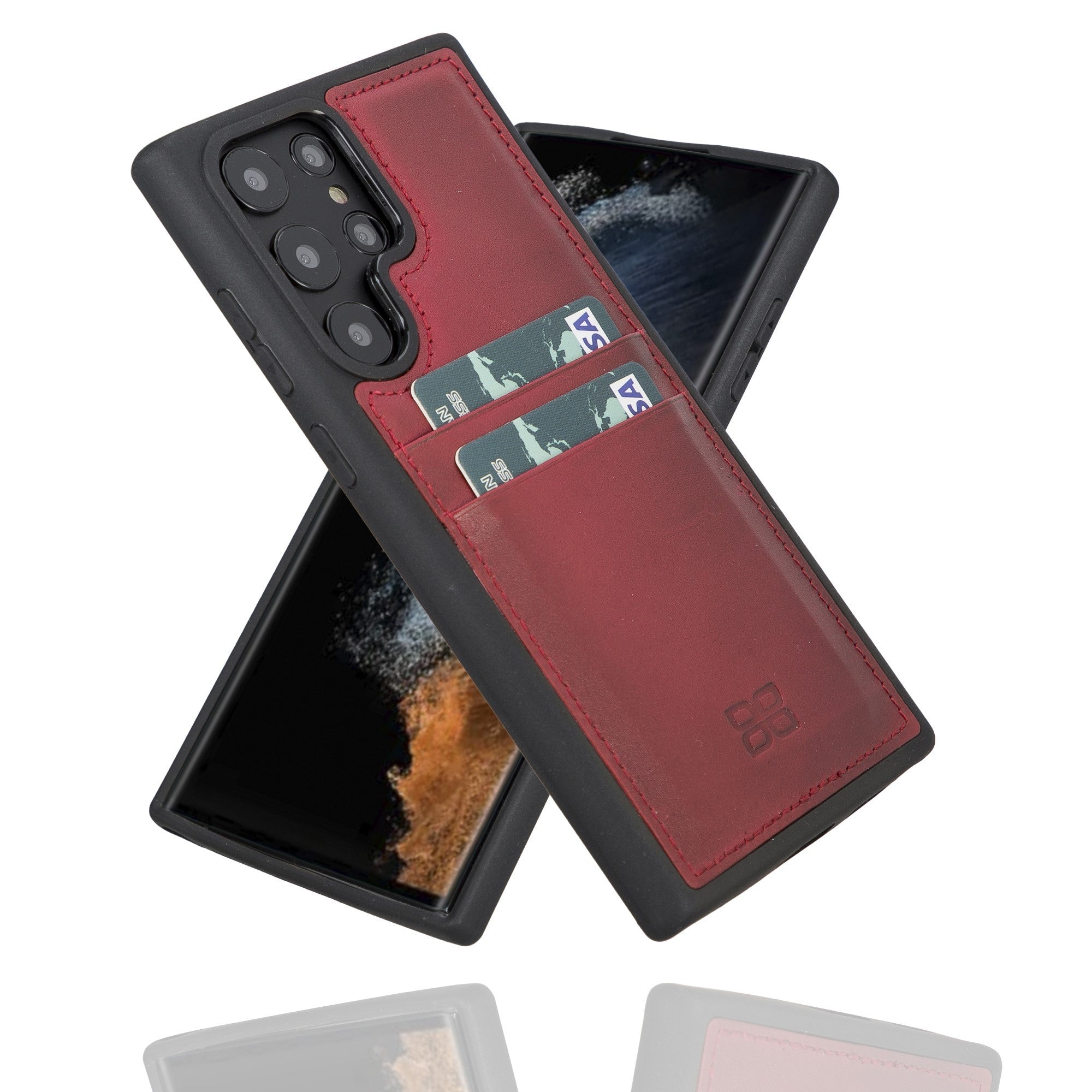 BOULETTA FLEX COVER LEDERHÜLLE MIT KARTENFACH FÜR SAMSUNG GALAXY S22 Ultra - Rot