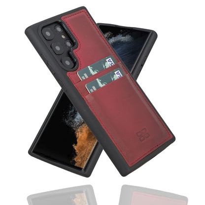 BOULETTA FLEX COVER LEDERHÜLLE MIT KARTENFACH FÜR SAMSUNG GALAXY S22 Ultra - Rot