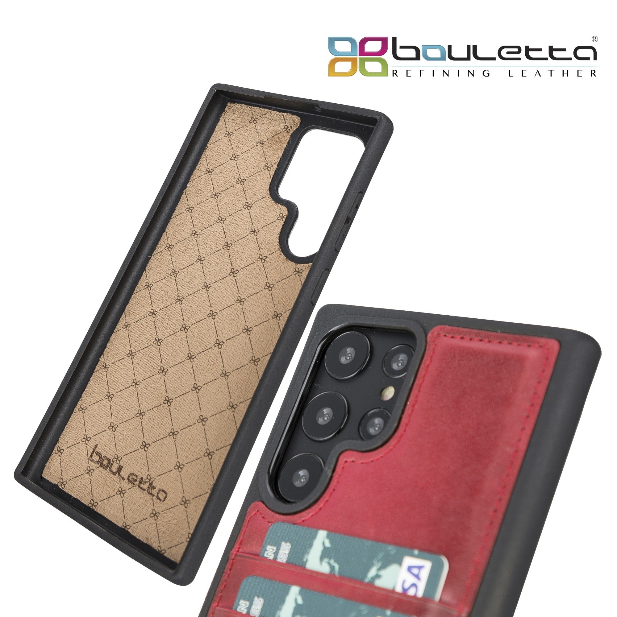 BOULETTA FLEX COVER LEDERHÜLLE MIT KARTENFACH FÜR SAMSUNG GALAXY S22 Ultra - Rot