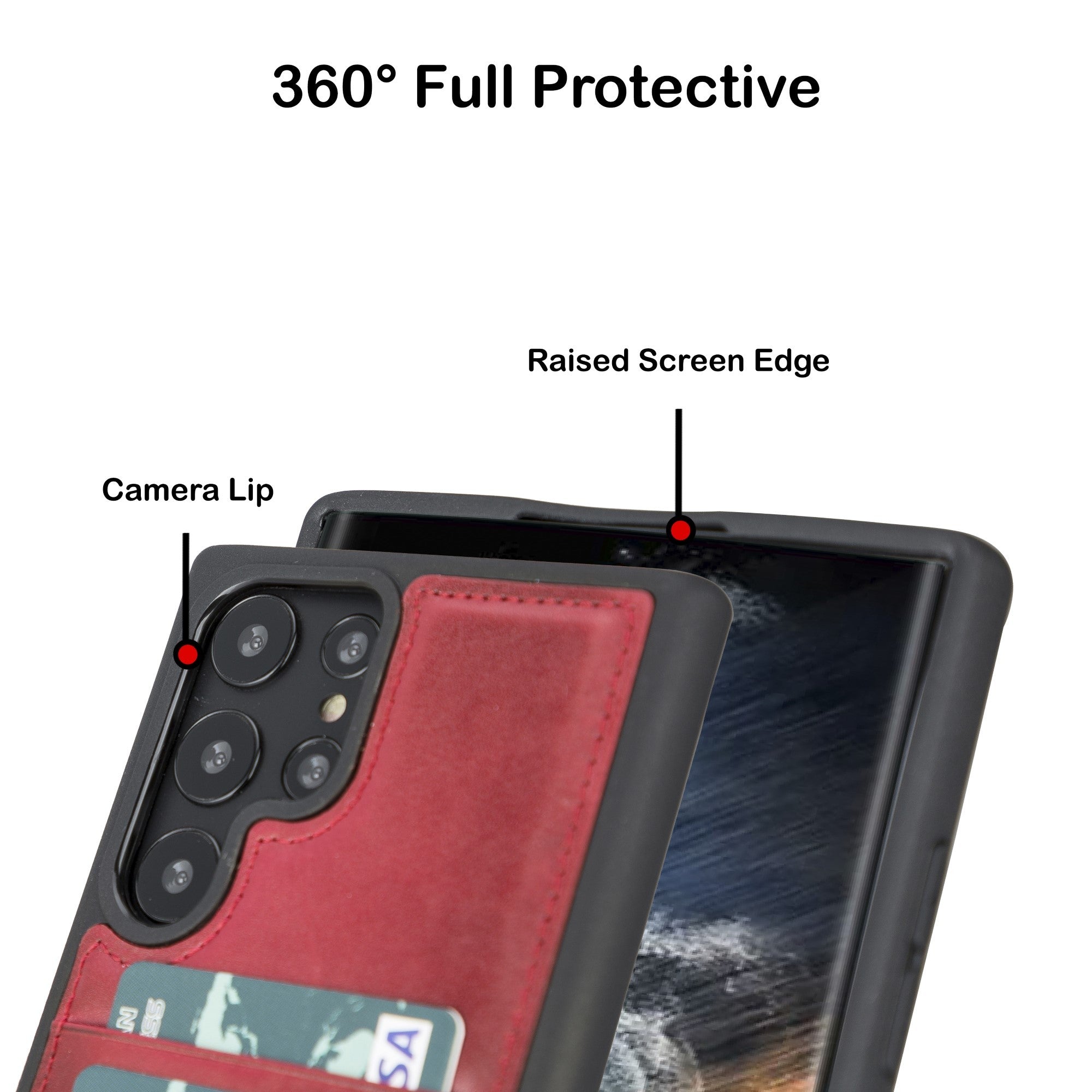 BOULETTA FLEX COVER LEDERHÜLLE MIT KARTENFACH FÜR SAMSUNG GALAXY S22 Ultra - Rot