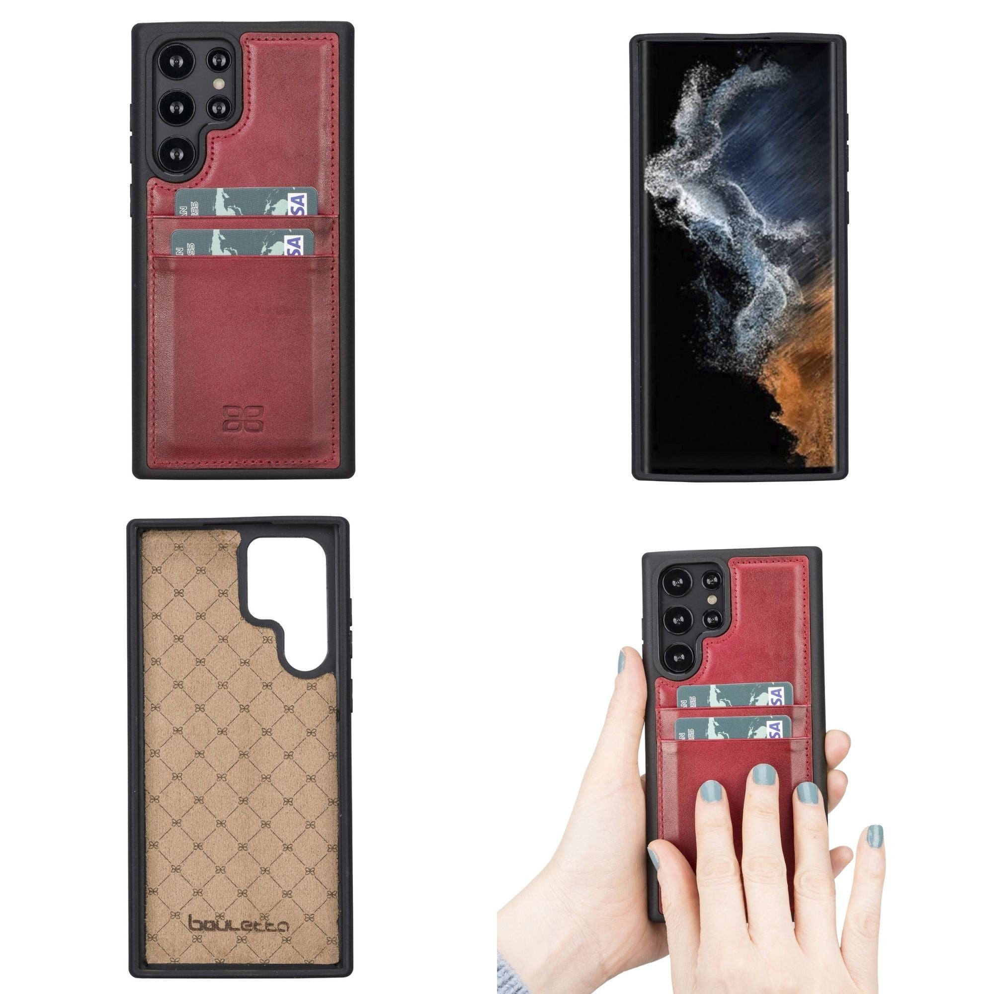BOULETTA FLEX COVER LEDERHÜLLE MIT KARTENFACH FÜR SAMSUNG GALAXY S22 Ultra - Rot