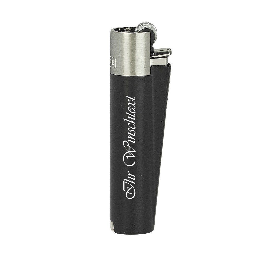 Clipper Feuerzeug - Metal Schwarz  (Auf Wunsch mit Gravur)