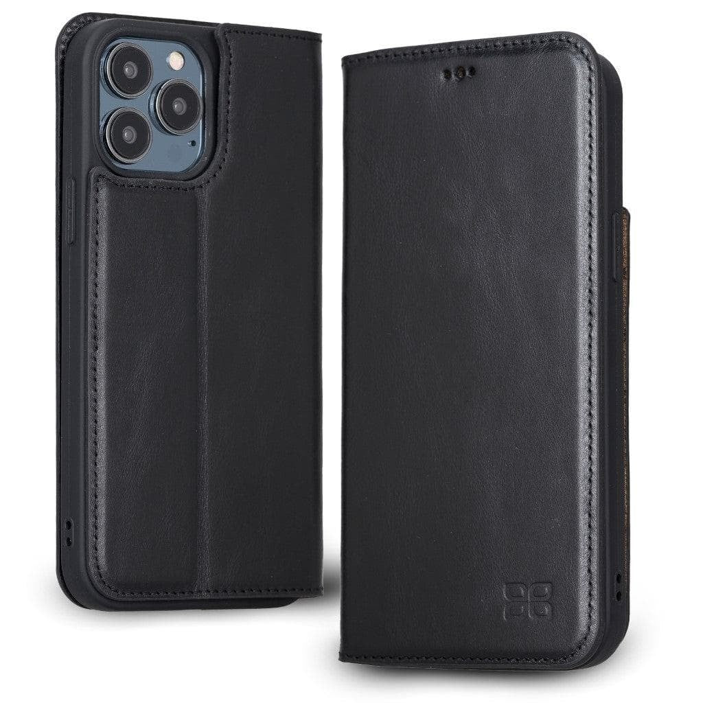 iPhone 13 Pro Slim Wallet Handyhülle aus Leder mit RFID-Blocker - schwarz