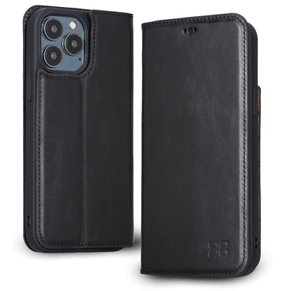 iPhone 13 Pro Slim Wallet Handyhülle aus Leder mit RFID-Blocker - schwarz