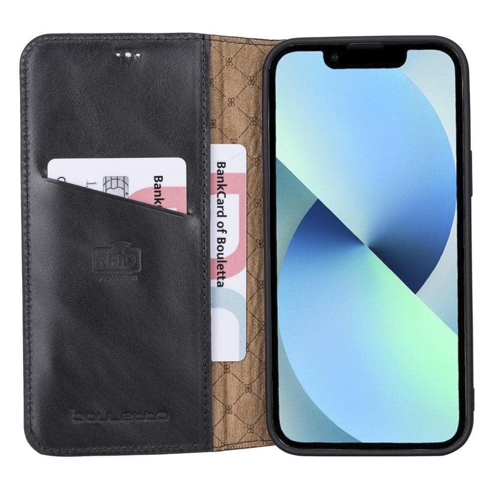 iPhone 13 Pro Slim Wallet Handyhülle aus Leder mit RFID-Blocker - schwarz