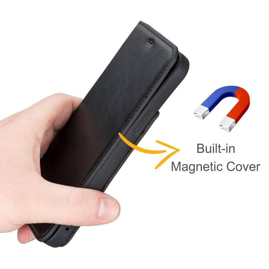 iPhone 13 Pro Slim Wallet Handyhülle aus Leder mit RFID-Blocker - schwarz