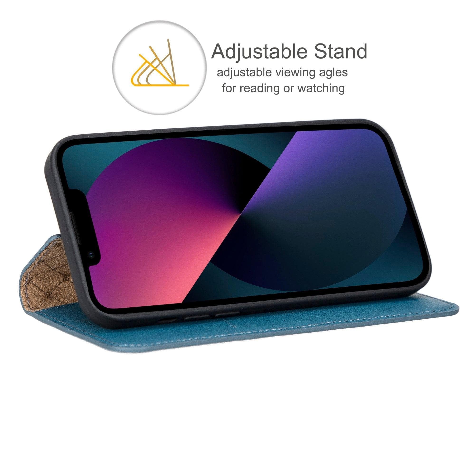 iPhone 13  Slim Wallet Handyhülle aus Leder mit RFID-Blocker - Blau