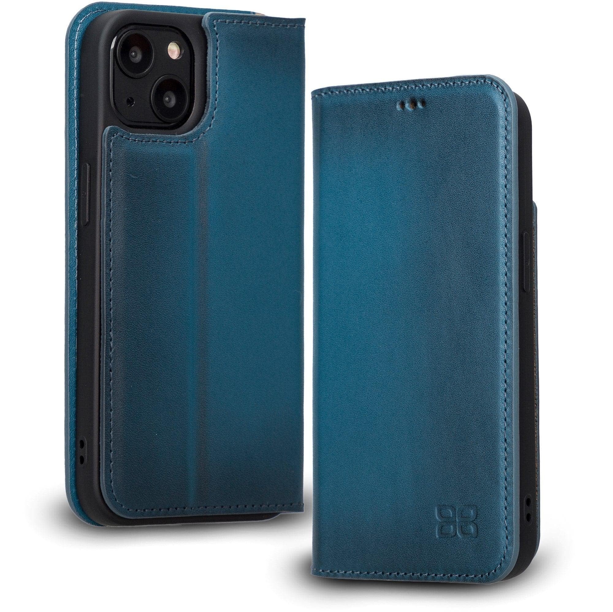iPhone 13  Slim Wallet Handyhülle aus Leder mit RFID-Blocker - Blau