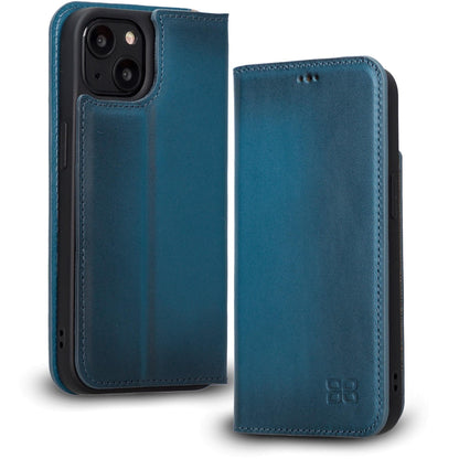 iPhone 13  Slim Wallet Handyhülle aus Leder mit RFID-Blocker - Blau