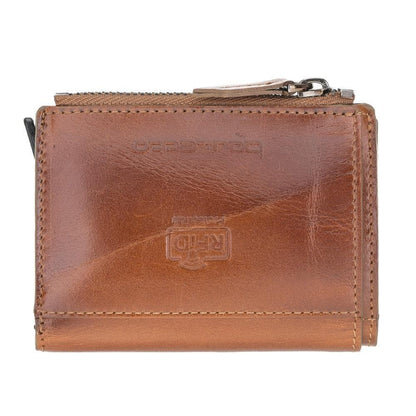 RFID Kartenhalter mit Münzfach Echt Leder Rustic Tan