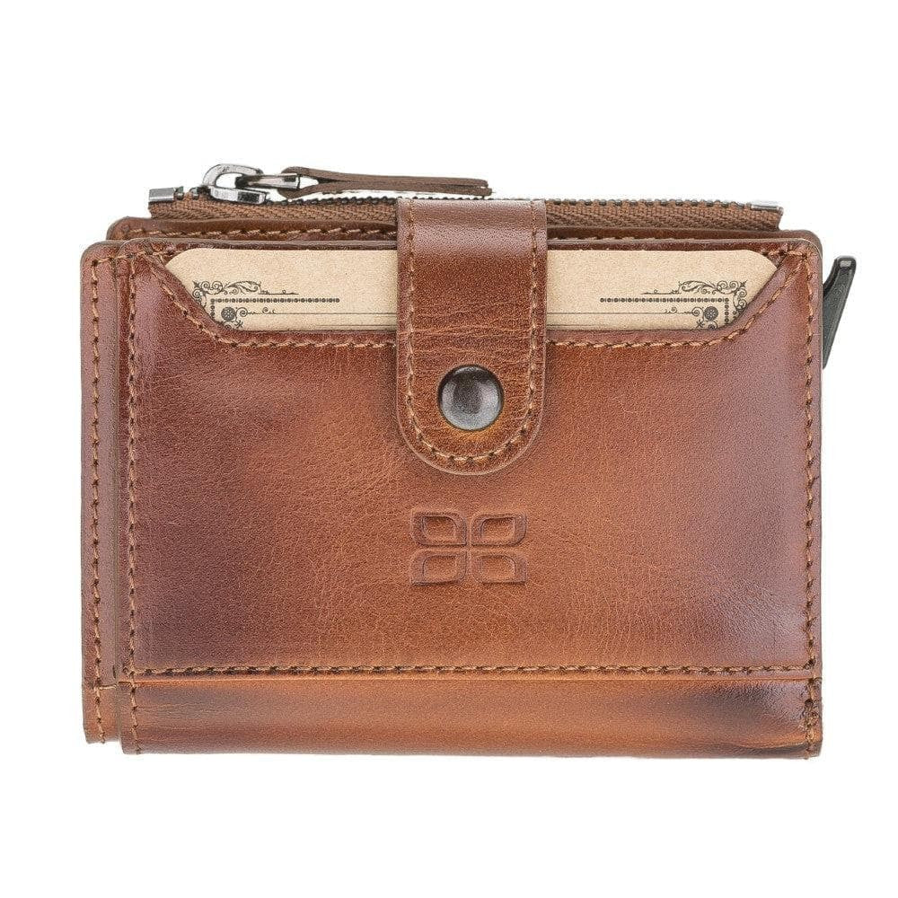 RFID Kartenhalter mit Münzfach Echt Leder Rustic Tan