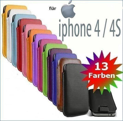 Slim Pull Tab Leder Etui iPhone 4 4S