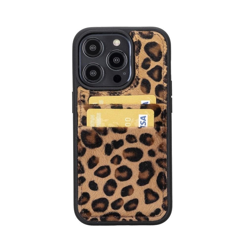Bouletta Flex Cover Back Leder Case mit Kartenfach für iPhone 14 Pro Max 6.7 - Leopard