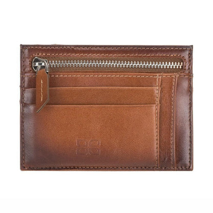 Zip Kartenhalter mit Münzfach Echt Leder Braun
